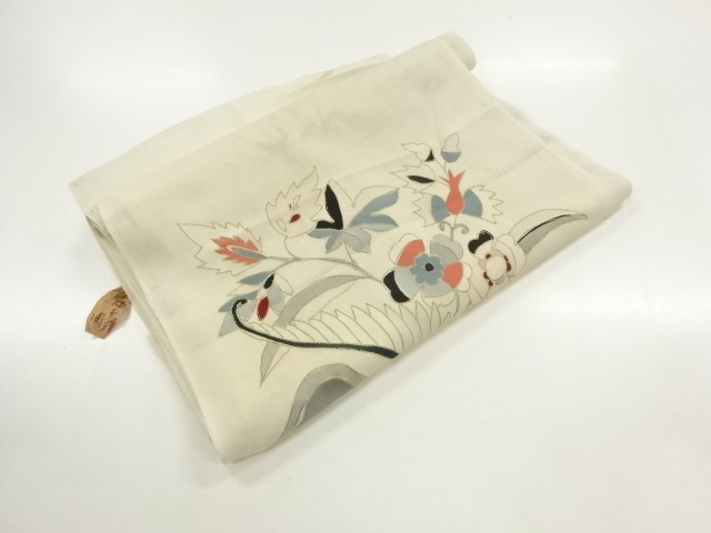 アンティーク　草花模様着物洗い張り